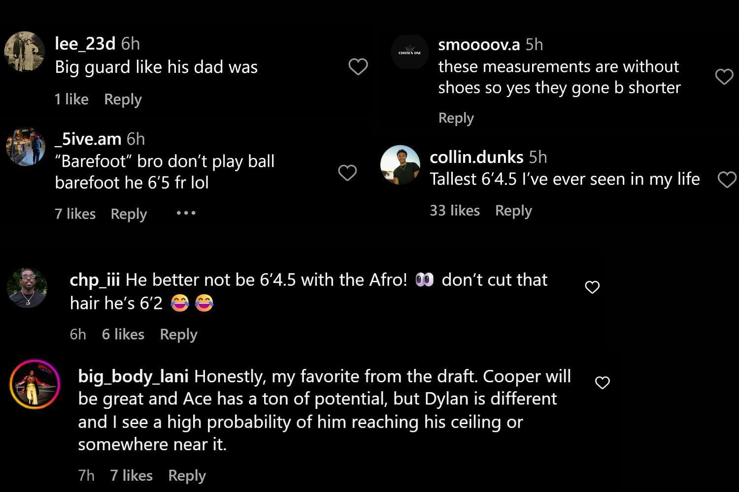 Fans commented on Instagram (@draftexpress/IG)